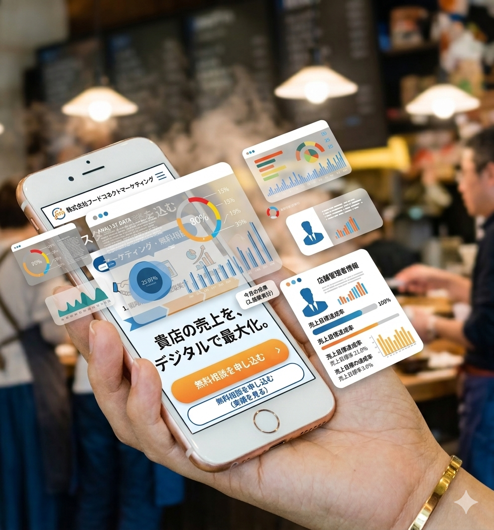 飲食店の集客やブランドづくりを連想させるイメージ